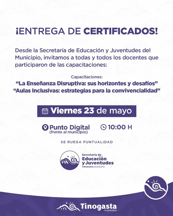 Entrega de Certificados Tinogasta