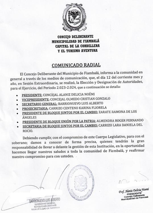 Comunicado Consejo Deliberante