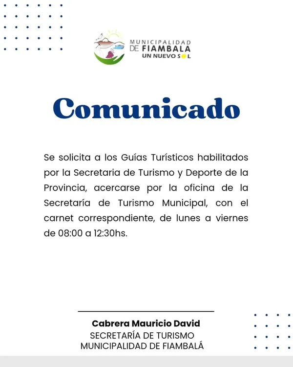 Comunicado Secretaria de Turismo