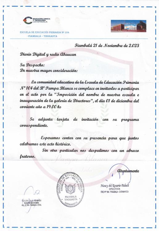 Imposicion de Nombre Escuela 104 - 01