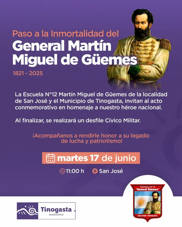 Invitacion Acto de Guemes en Tinogasta
