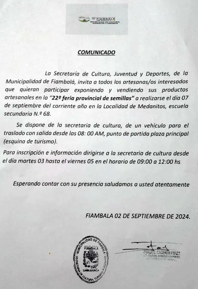 Comunicado Cultura - Feria de Semillas