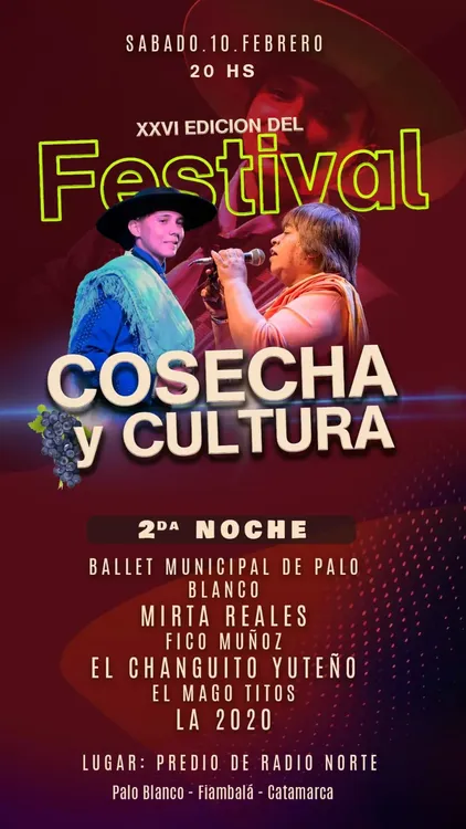 Cartelera Festival Cosecha y Cultura Palo Blanco - 02