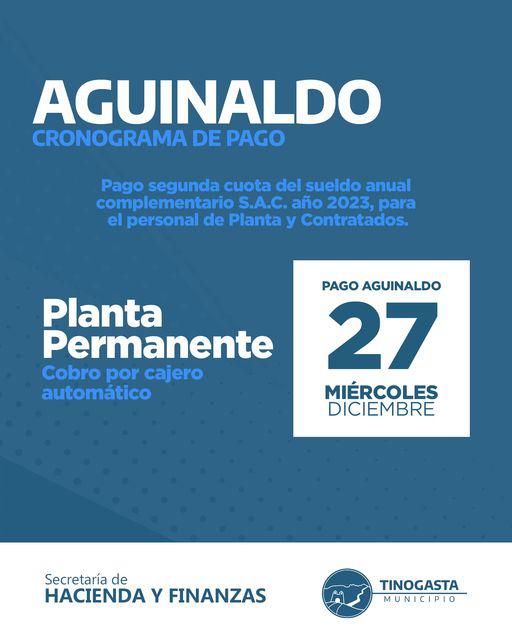 Pago Aguinaldo Municipales de Tinogasta
