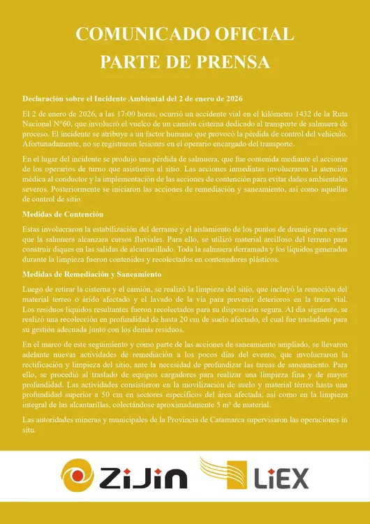 Parte de Prensa Zijin - Liex - 01