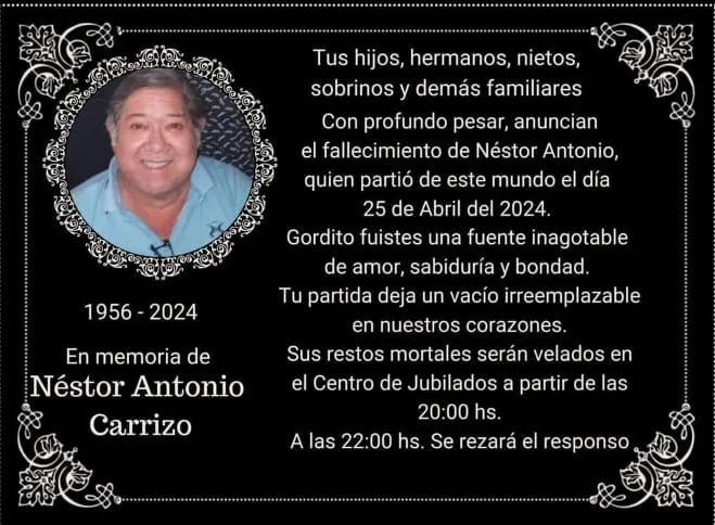 Fallecimiento Gordo Carrizo