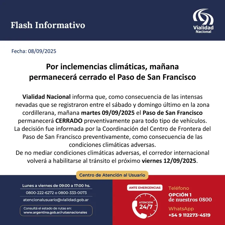 Paso de San Francisco Cerrado - 01